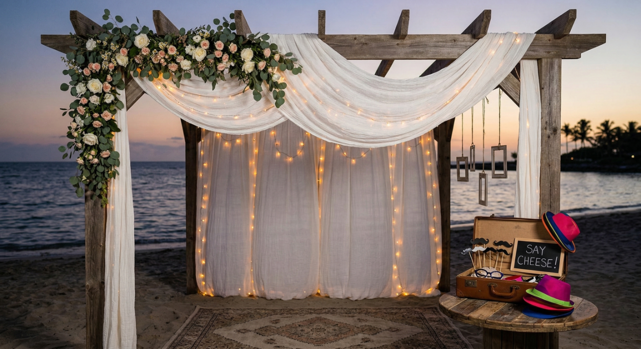 Outdoor photo booth setup diagram